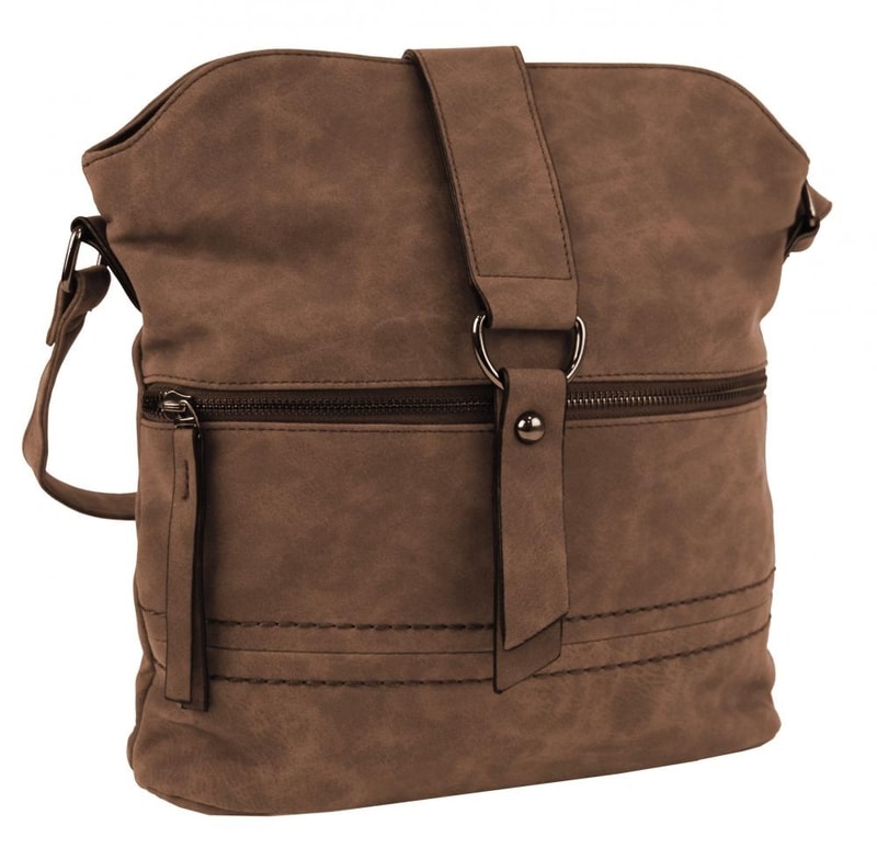 Dámská oblá crossbody kabelka 16040 tmavá hnědá