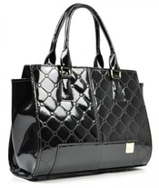 Černá prošívaná lesklá kabelka S488